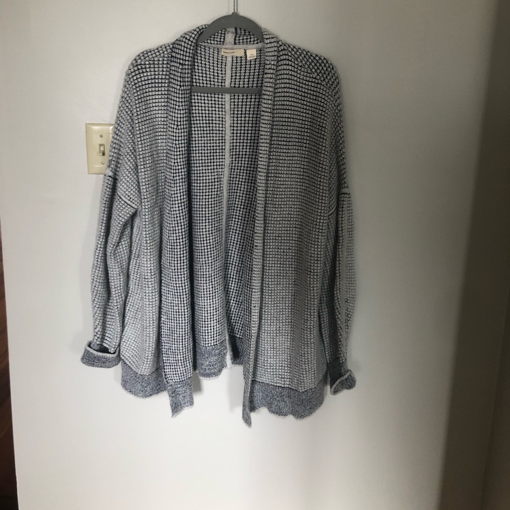 Anthropologie Slouchy Grey and White Cardigan